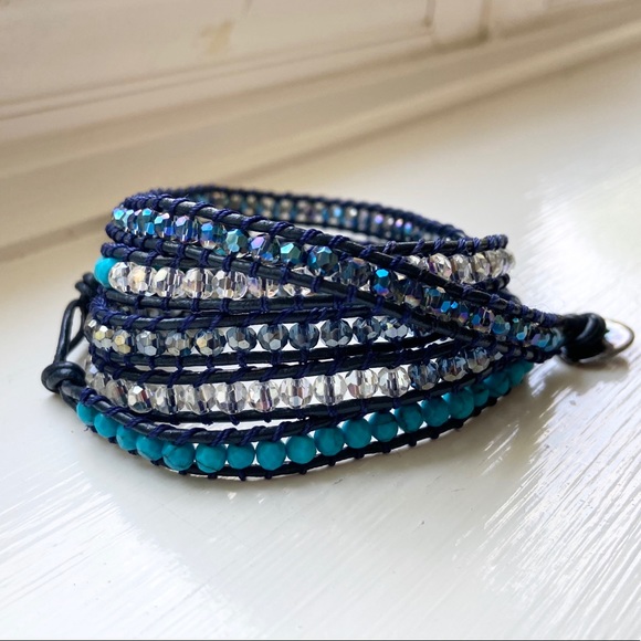 Chan Luu Jewelry - Navy and blue Chan Luu wrap bracelet. Leather